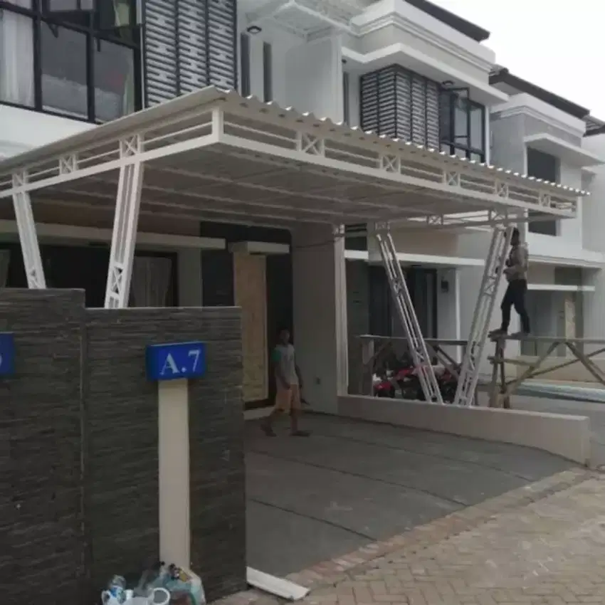 Canopy alderon, canopy kaca, solarflat, spandek bajaringan, atap pvc