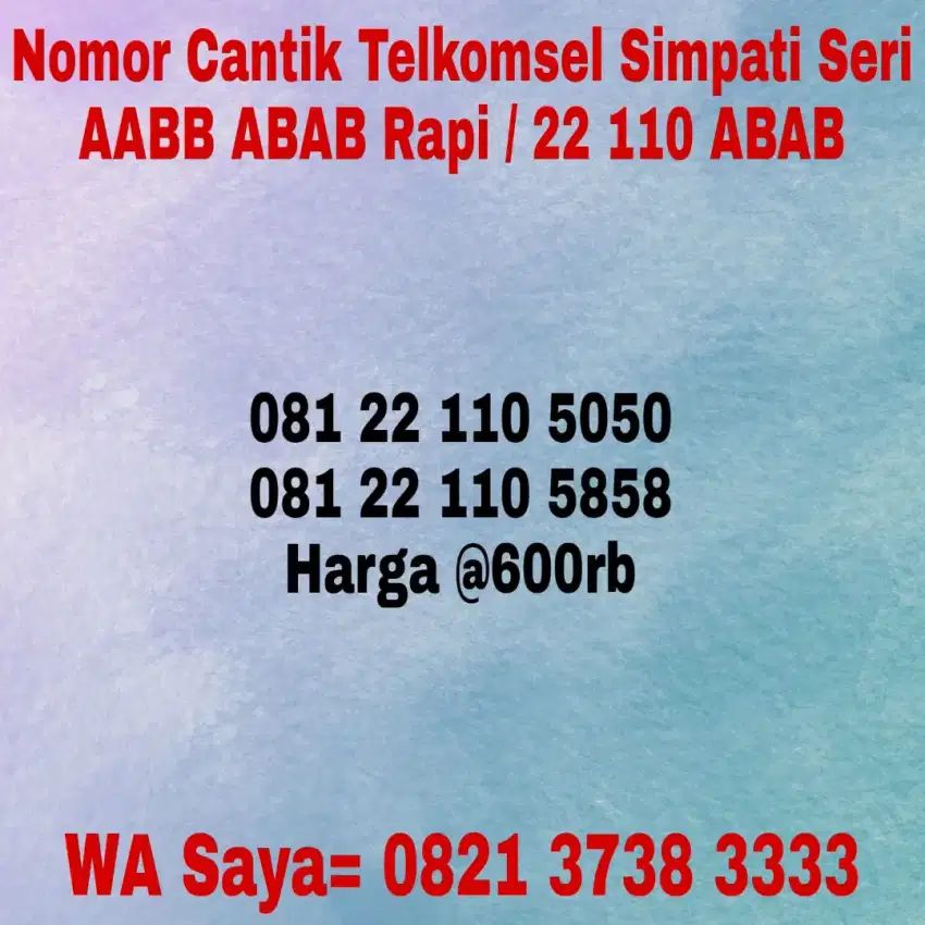 Nomor Cantik Telkomsel Simpati Seri Akhiran Ekor 5050 / 5858 Belakang