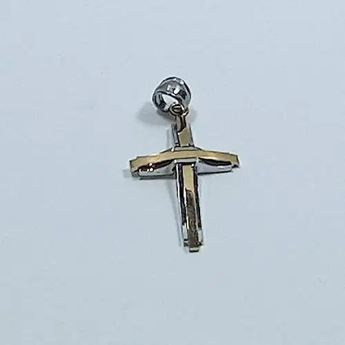 Liontin Kalung Salib Titanium Gold Silver Cross Necklace 2cm x 3cm New
