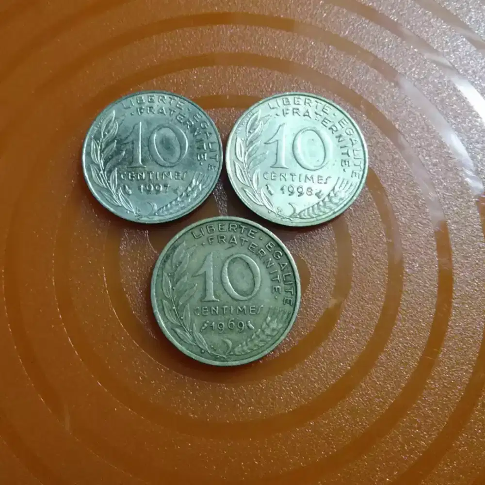 Koin 10 centimes Francaise thn campur (3 keping)