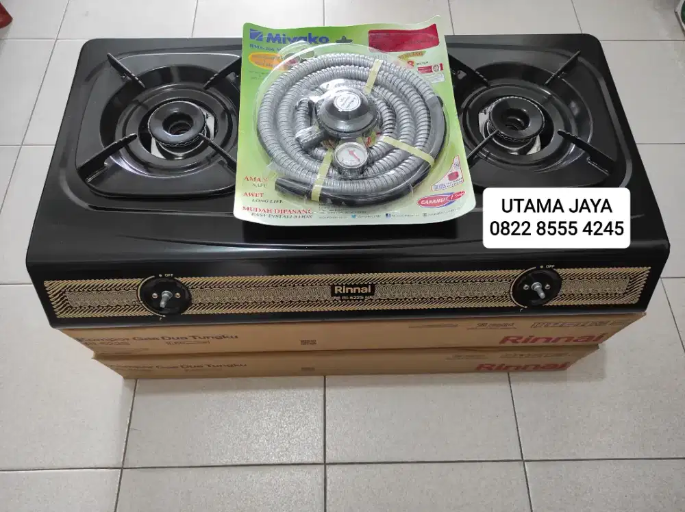 Paket komplit kompor 2 tungku rinnai 522s