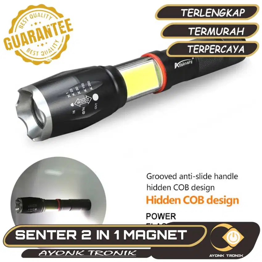 Senter LED dual police  Torch Cree XM-L T6 +Baterai+Charger+Box - E17