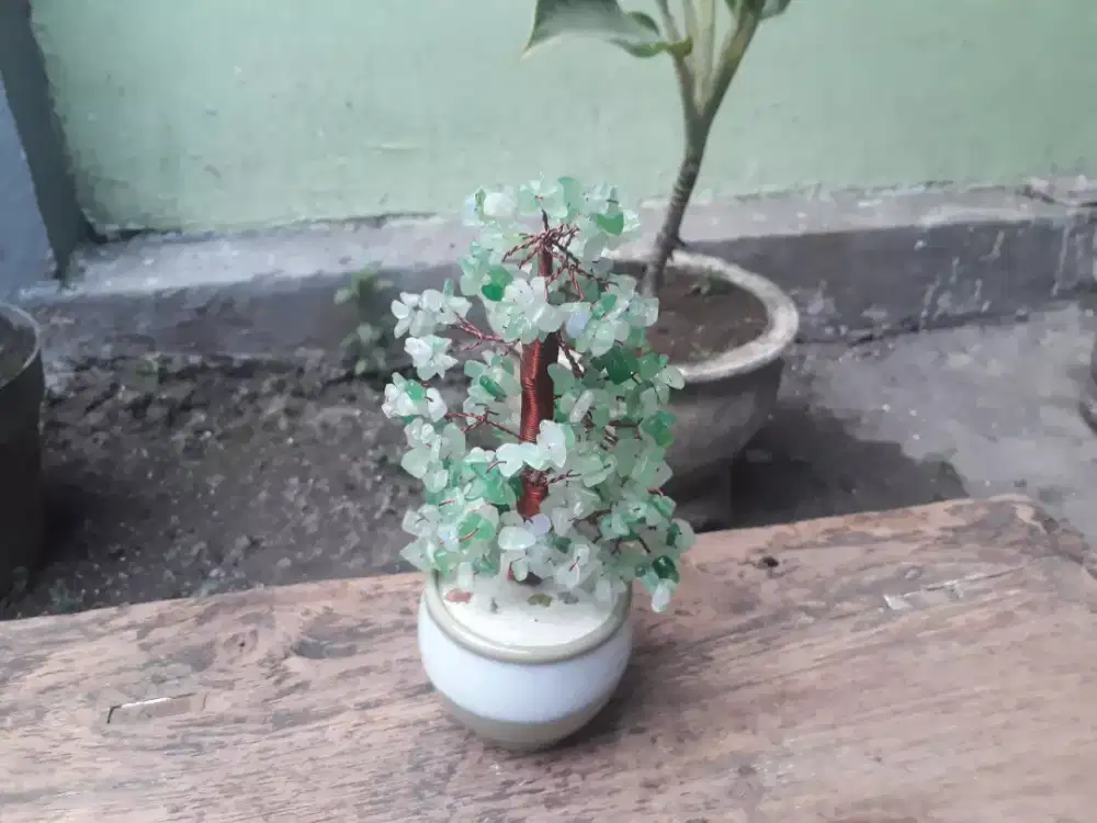 Pajangan meja pohon keberuntungan bonsai batu giok
