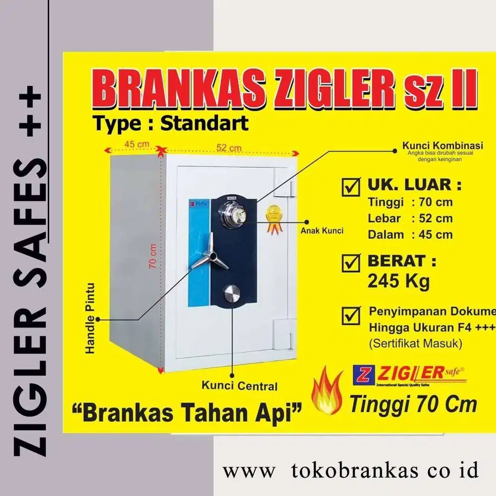 Brankas Tahan Api (Tinggi 70) Safe ZIGLER sz. II