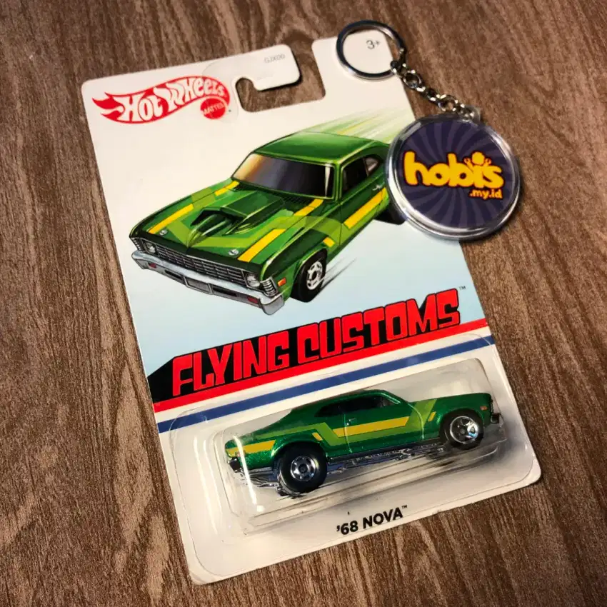 Chevrolet Nova Hot Wheels Reguler Green Flying Customs Free Protector