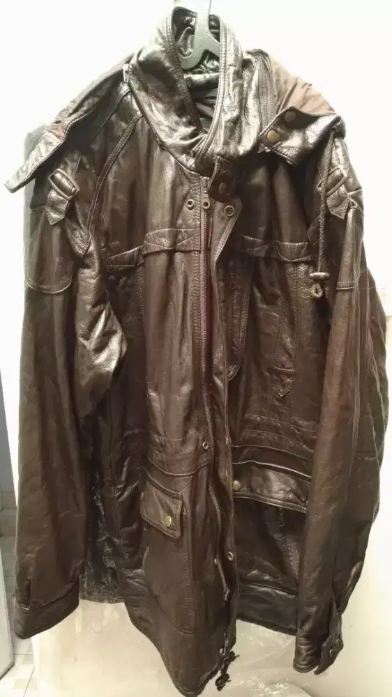 Jaket kulit parka vintage langka original '90s