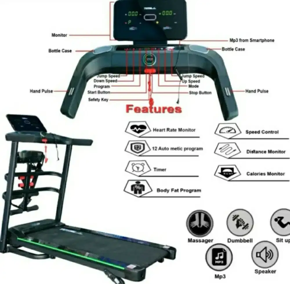TREADMIL ELEKTRIK 3 FUNGSI TL 625