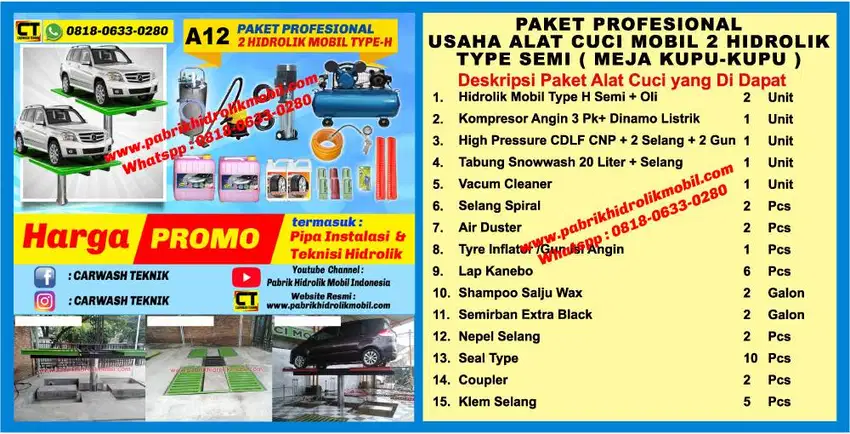 paket alat usaha cuci mobil 2 hidrolik mobil harga sales