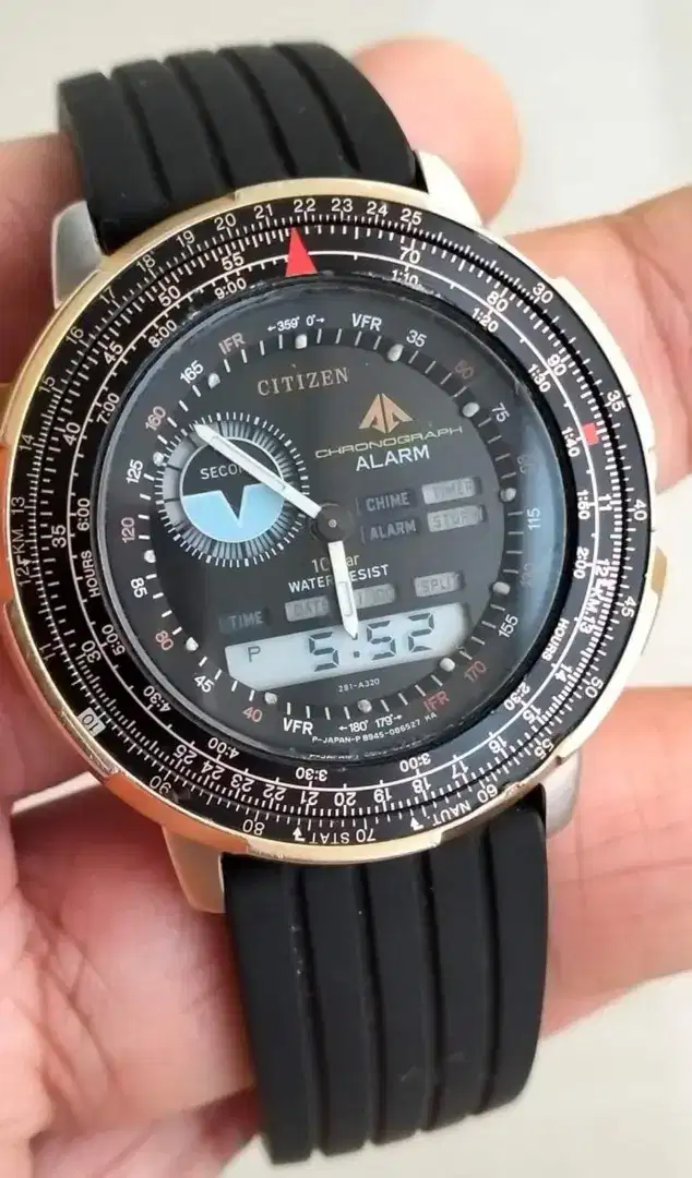 Jam Tangan Vintage Citizen WINGMAN Pilot Aviator Flightmaster Anadigi