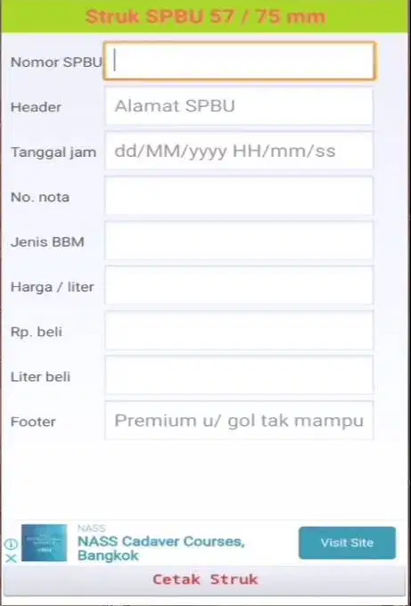 Aplikasi Android Nota BBM Bensin
