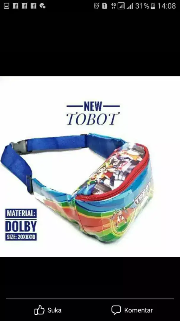 Tas dada, tas pinggang, waist bag anak motif tobot