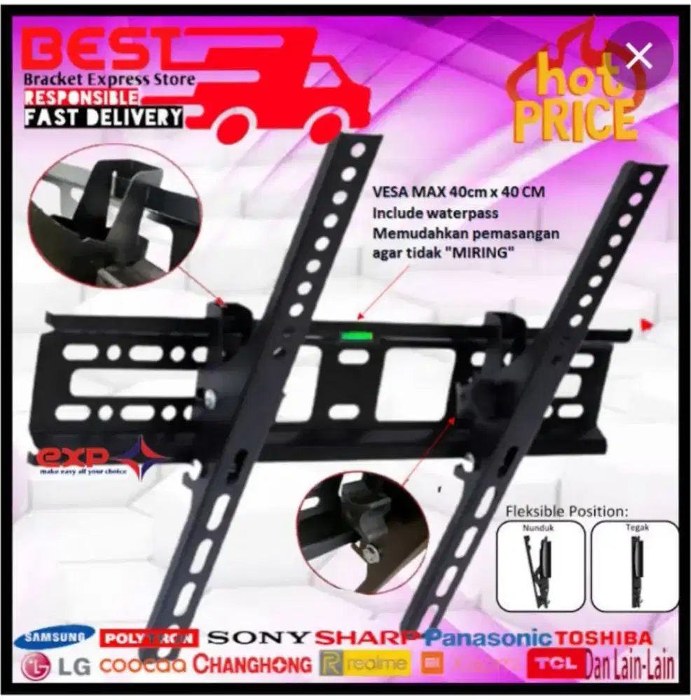 BRACKET TV 32' INCH - 50 INCH +PASANG