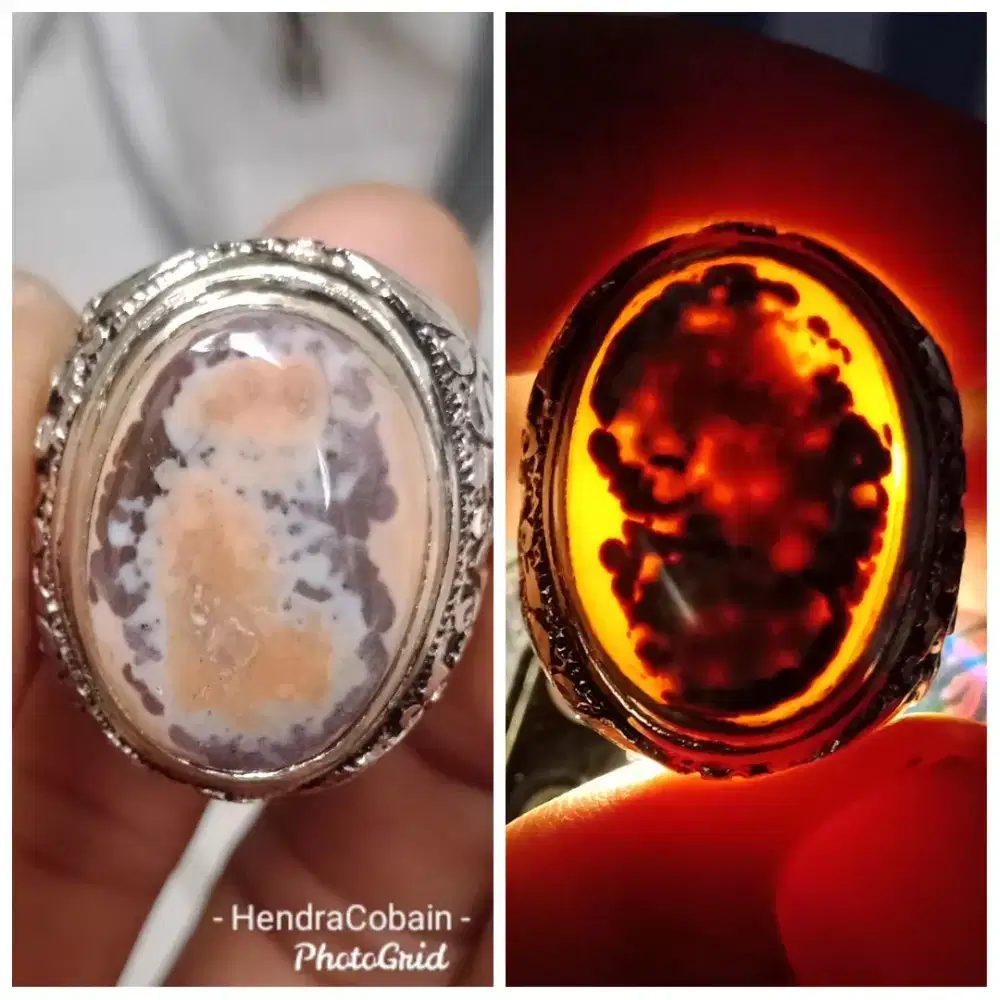 Natural Batu Cincin Gambar Orang Smedi Antik