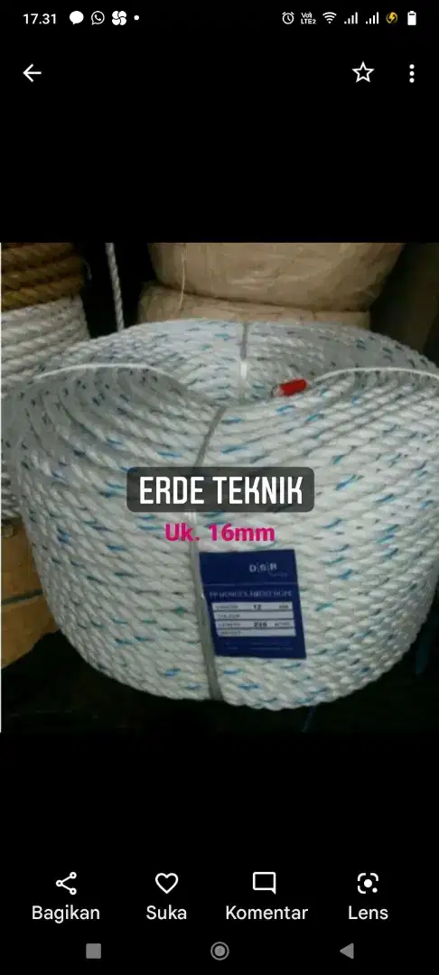 Jual tali tambang (tampar).