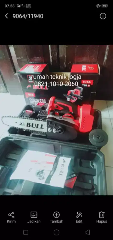 (RUMAH TEKNIK JOGJA)mesin chain saw batre 10 inch, kuat,berkualitas