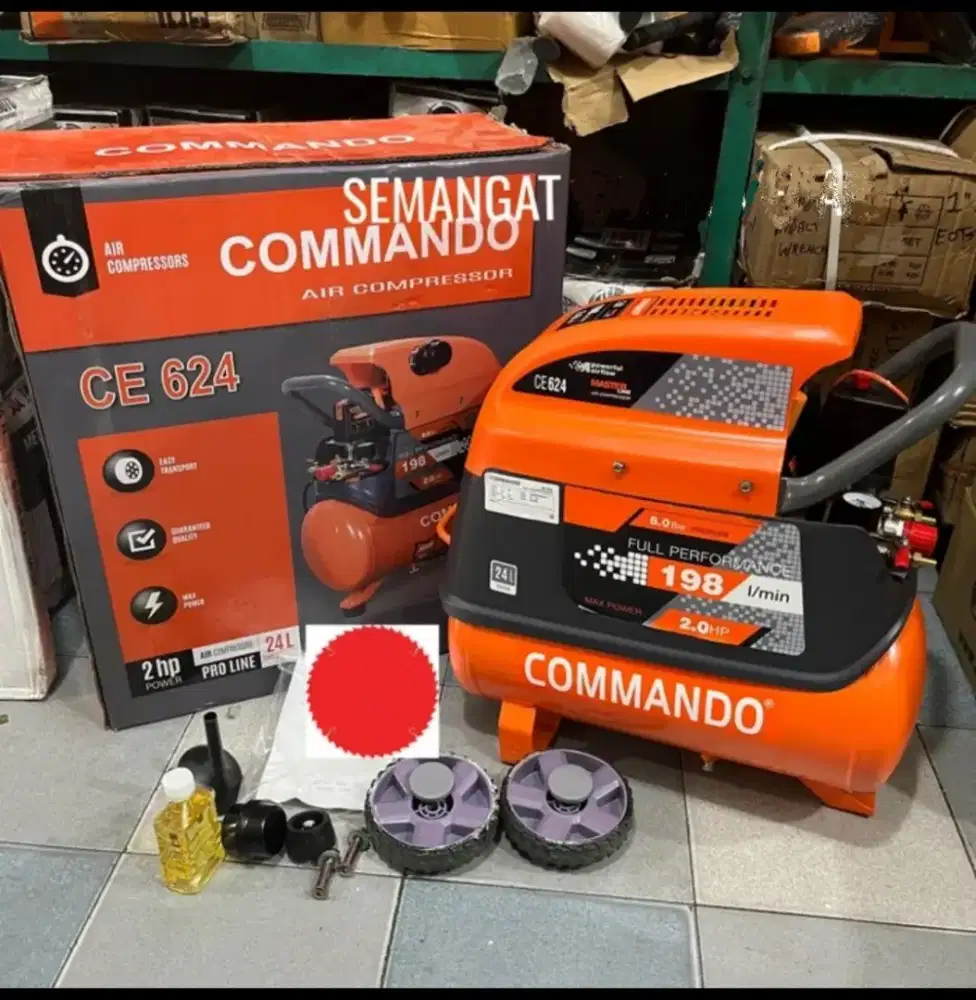 Mesin kompresor listrik dan oli merek commando 2hp cocok buat usaha