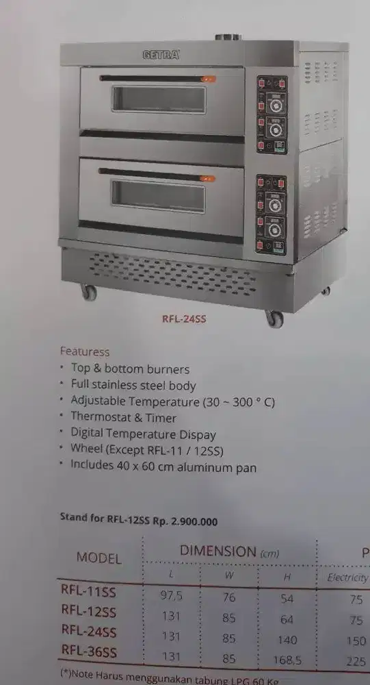 Oven Gas Getra RFL-24 SS Baking