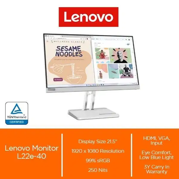 Lenovo Monitor L22e-40 21.5 VA 75 Hz