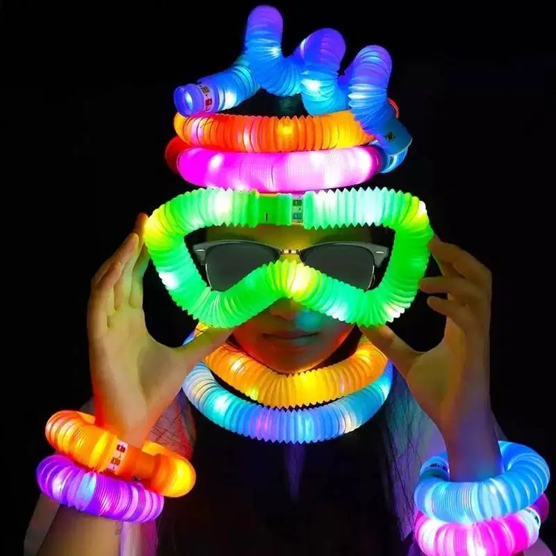 Mainan Light Up Pop Tubes Mainan Lampu Stick Pipa Selang Fidget Tube T