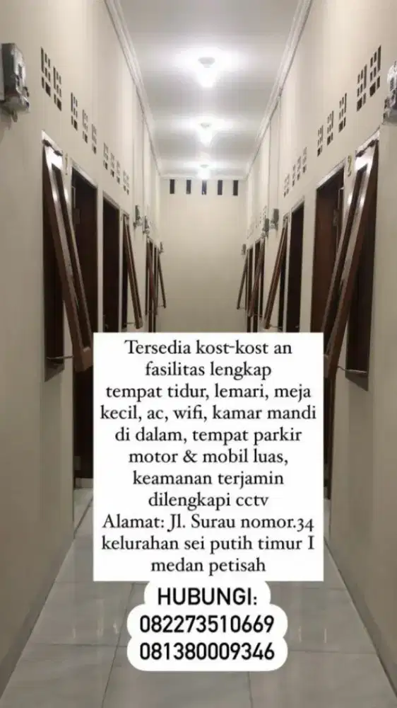 DND Kost,Bersih,Nyaman,Aman, 7mnt ke Sun Plaza, ke Ktr Walikota Medan