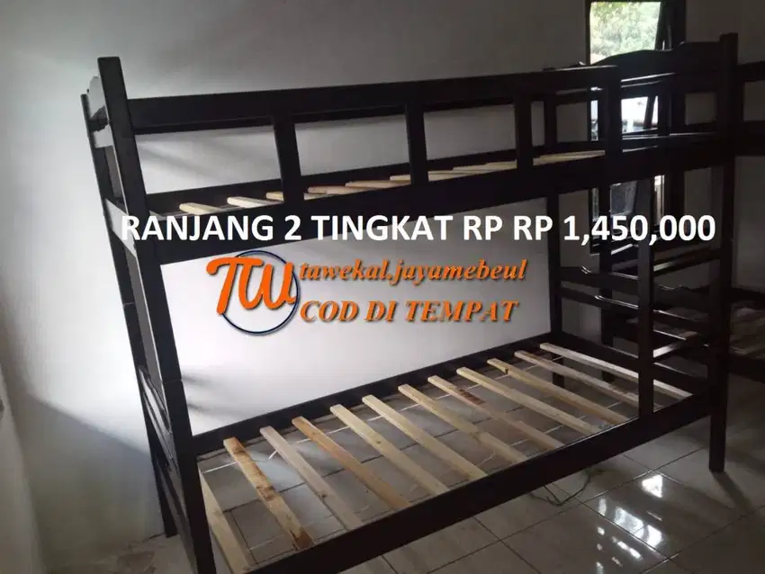 RANJANG KAYU TINGKAT RISBANG SUSUN 3 TINGKAT + FUL SET KASUR BUSA