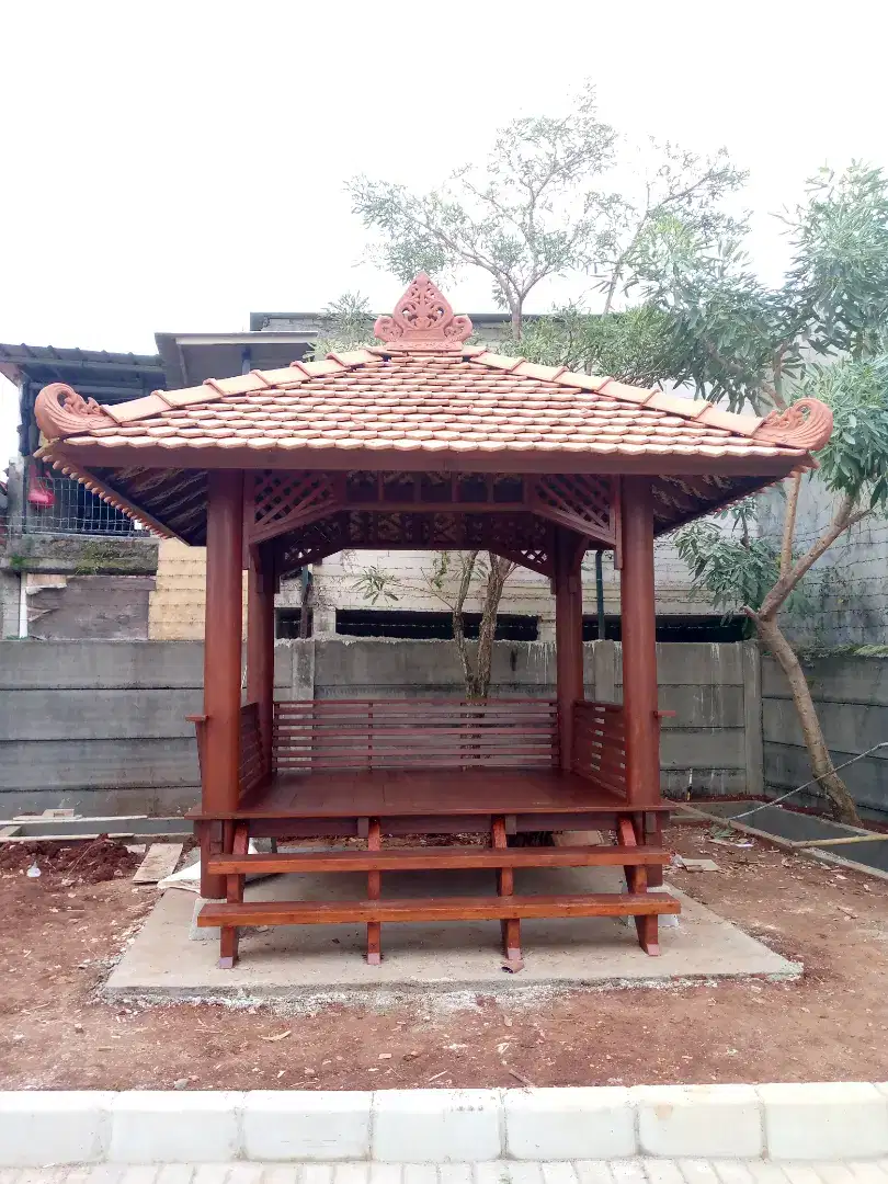 Gazebo gelugu - gazebo kayu kelapa berbagai ukuran
