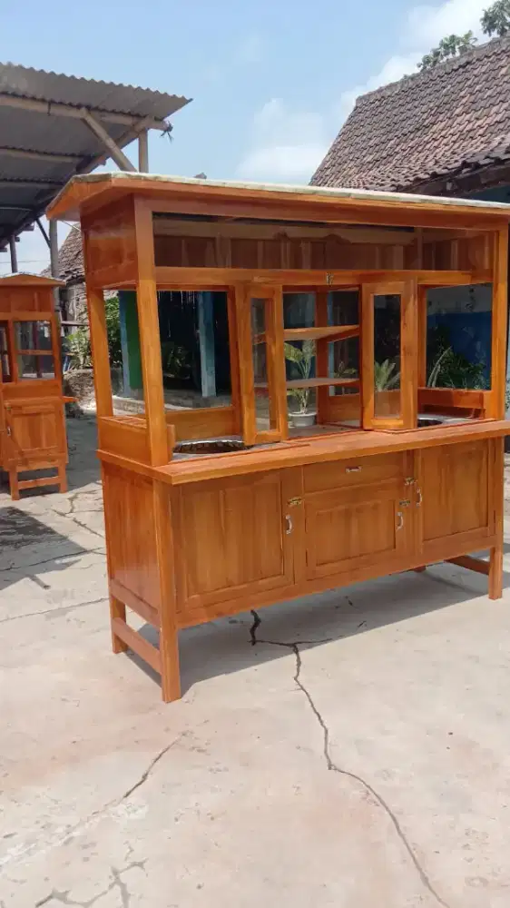 Gerobak Mieso Full Kayu Jati Lengkap