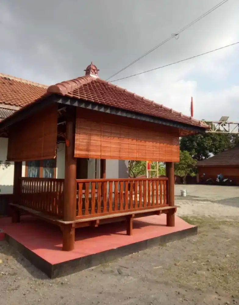Gazebo, tirai kayu, tirai bambu