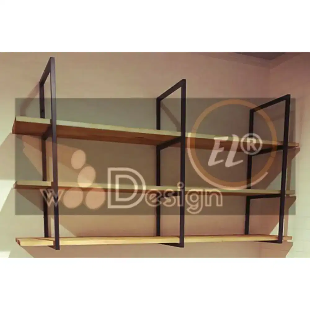 Rak Gantung 3 susun JATI rangka besi dan kayu uk. 120 x 100