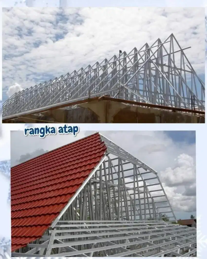 Kanopi bajaringan terpasang dan rangka bajaringan atap genteng beton