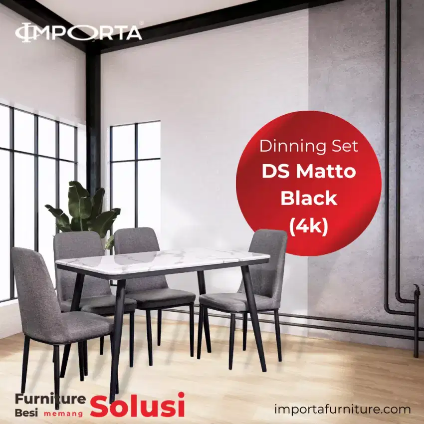 MEJA + KURSI MAKAN MATTO BLACK