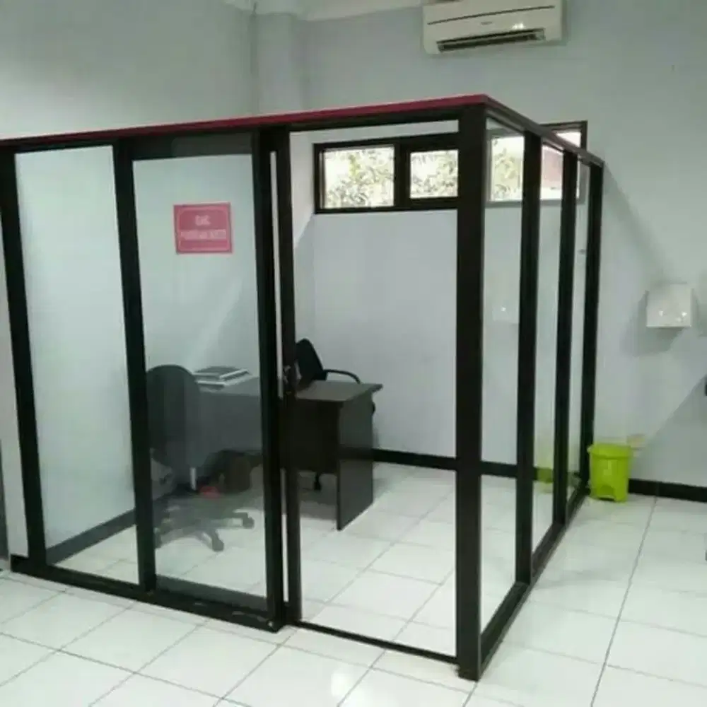 Kaca partisi pemasangan kaca modern pintu jendela kaca