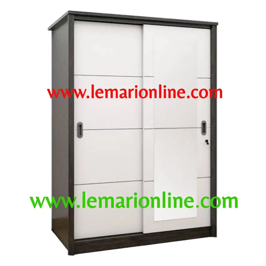 Lemari Pakaian 2 Pintu Sliding SLD-808 (White Glossy)