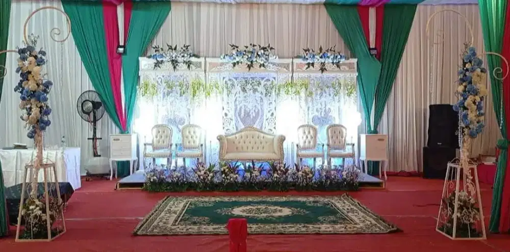 Sketsel dekorasi pelaminan bahan spon motif ukiran