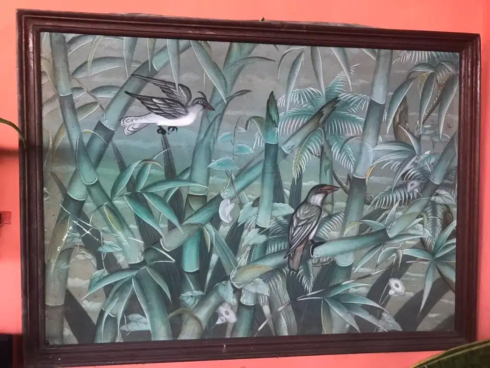 Lukisan burung dipohon bambu