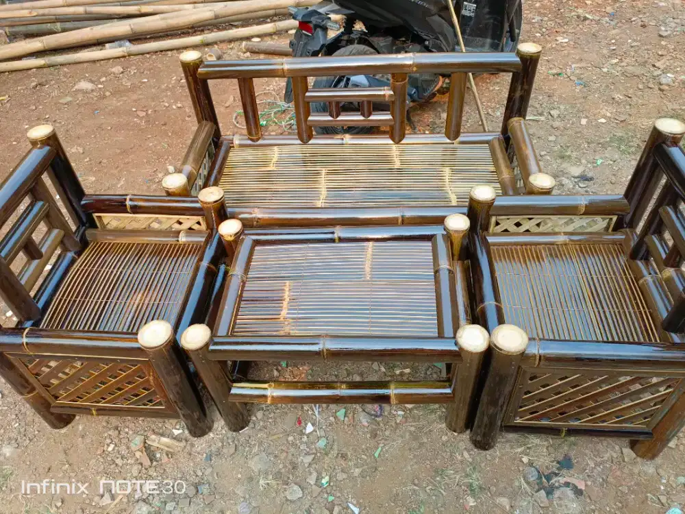 Jual Kursi dan bale  bangku senderan dr bambu hitam