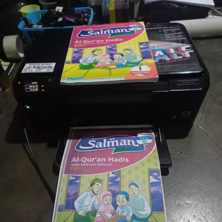 Printer hp ink photosmart print scan foto copy warna second siap pakai