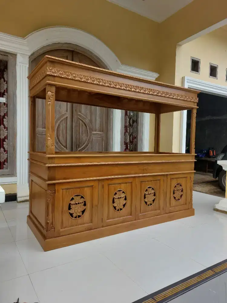 Meja Aquarium Ikan Arwana Kayu Jati Premium