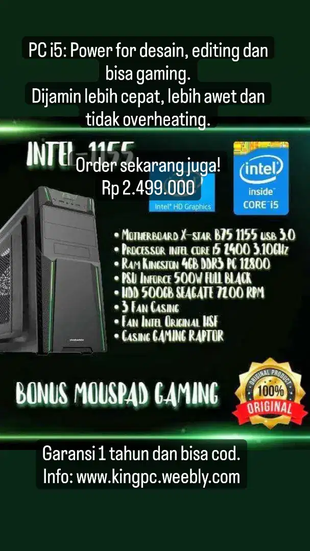 Power for design and editing, PC / CPU core i5 Mini M-Atx soket 1150