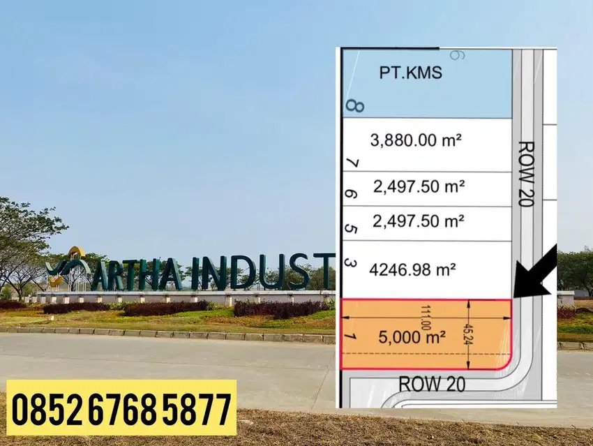 Kavling industri 5.000 M2 Karawang Barat Artha Industrial Hill