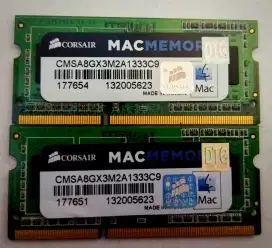 CORSAIR MAC MEMORY 8GB (4GB X 2) PC3-10600 SPEED 1333 SEPASANG