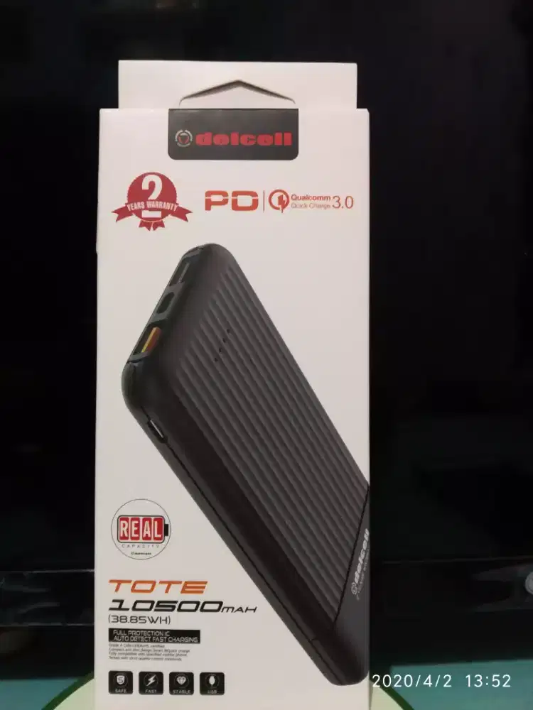 Delcell Tote Powerbank 10500 mAh Real Capacity QC PD