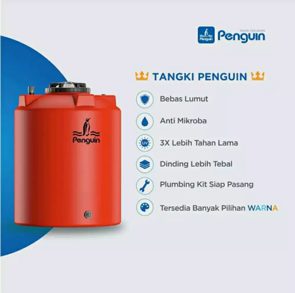 Tangki air Tandon PENGUIN RT3 SNI garansi 18th ukuran 300L -30.000L