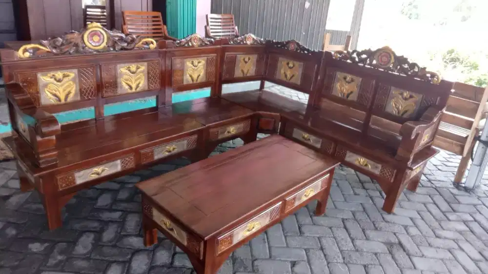 Kursi Sudut/L Bagong Kayu Jati