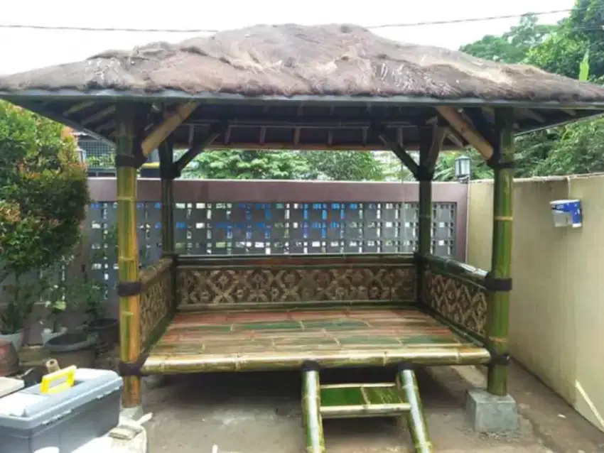 Pembuatan Saung Gazebo Murah Berkualitas Gazebo Kayu Kelapa dan Bambu