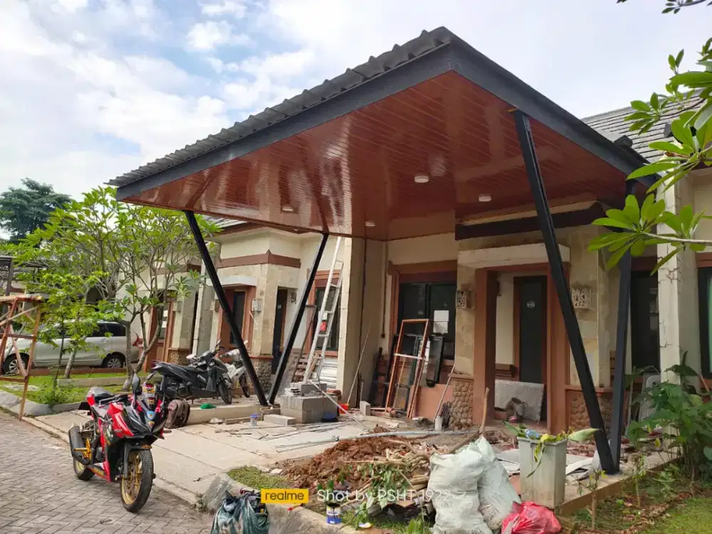 Kanopi atap alderon + Plafon PVC terpasang