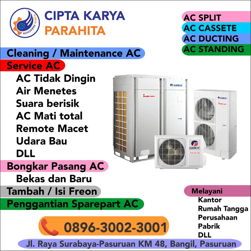 AC Trouble, Rusak, Mati, Pasang, Cuci AC,Tidak Dingin, Bocor Freon dll