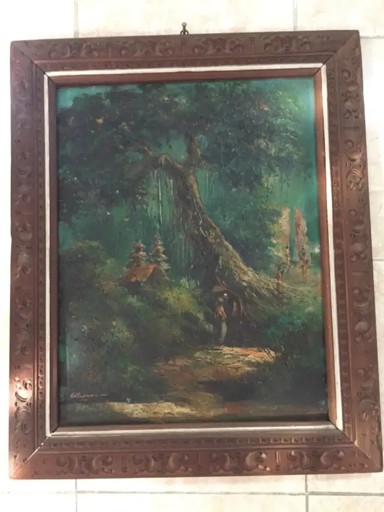 LUKISAN  PURA  BALI  DAN  POHON