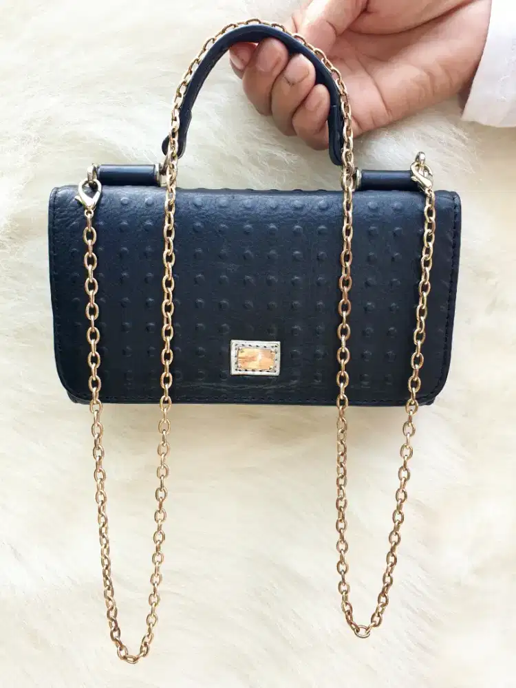 Tas Import Eks Fashion Sling mini Kulit Asli mix Kulit Sintetis Hitam