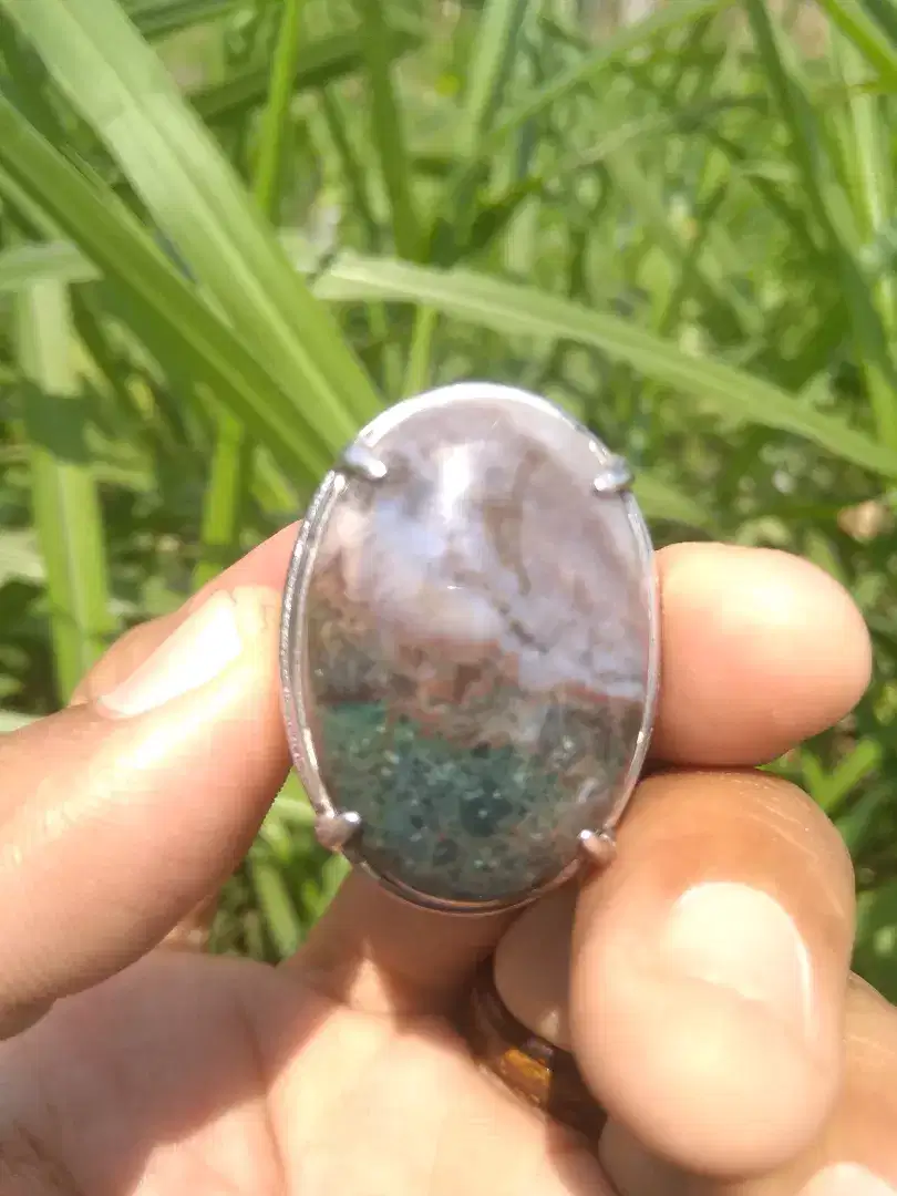 Cincin akik motif kebun teh